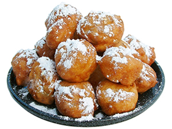 Oliebol met rozijnen en appel